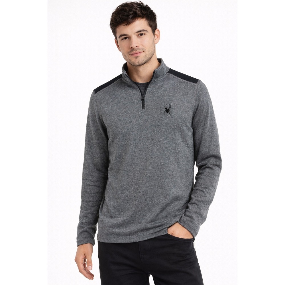 Spyder Quarter Zip Pullover Mens‎ Medium Gray Athletic Performance Ski Mock Neck